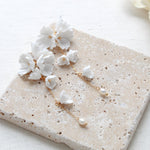Long floral Statement Wedding earrings for Bride - MEADOW - Treasures by Agnes