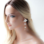 Long floral Statement Wedding earrings for Bride - MEADOW - Treasures by Agnes