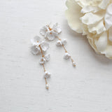 Long floral Statement Wedding earrings for Bride - MEADOW - Treasures by Agnes
