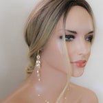 Long Freshwater pearl earrings for Bride - VIVIAN - Treasures by Agnes