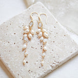 Long Freshwater pearl earrings for Bride - VIVIAN - Treasures by Agnes