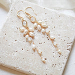 Long Freshwater pearl earrings for Bride - VIVIAN - Treasures by Agnes