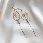 Long gold minimalist statement Bridal earrings - SERAPHENA - Treasures by Agnes