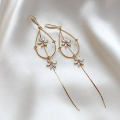 Long gold minimalist statement Bridal earrings - SERAPHENA - Treasures by Agnes