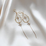 Long gold minimalist statement Bridal earrings - SERAPHENA - Treasures by Agnes
