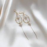 Long gold minimalist statement Bridal earrings - SERAPHENA - Treasures by Agnes