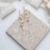 Long gold minimalist statement Bridal earrings - SERAPHENA - Treasures by Agnes