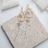 Long gold minimalist statement Bridal earrings - SERAPHENA - Treasures by Agnes