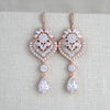 Long Rose gold chandelier Wedding earrings - EMMA - Treasures by Agnes