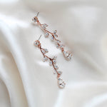 Long Rose gold crystal Bridal earrings - JOY - Treasures by Agnes