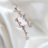 Long Rose gold crystal Bridal earrings - JOY - Treasures by Agnes