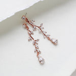 Long Rose gold crystal Bridal earrings - JOY - Treasures by Agnes