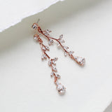 Long Rose gold crystal Bridal earrings - JOY - Treasures by Agnes