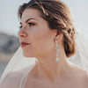 Long Rose gold crystal Bridal earrings - JOY