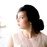 Long Rose gold Swarovski crystal Bridal earrings - JOY - Treasures by Agnes