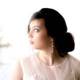 Long Rose gold Swarovski crystal Bridal earrings - JOY - Treasures by Agnes