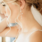 Long Rose gold Cubic Zirconia Bridal earrings - APRILLE - Treasures by Agnes