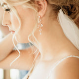 Long Rose gold Cubic Zirconia Bridal earrings - APRILLE - Treasures by Agnes
