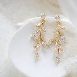 Long Rose gold Cubic Zirconia Bridal earrings - APRILLE - Treasures by Agnes