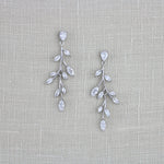 Long Rose gold Cubic Zirconia Bridal earrings - APRILLE - Treasures by Agnes