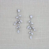 Long Rose gold Cubic Zirconia Bridal earrings - APRILLE - Treasures by Agnes