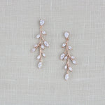 Long Rose gold Cubic Zirconia Bridal earrings - APRILLE - Treasures by Agnes