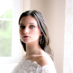 Long Rose gold Cubic Zirconia Bridal earrings - APRILLE - Treasures by Agnes