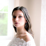 Long Rose gold Cubic Zirconia Bridal earrings - APRILLE - Treasures by Agnes