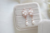 Long Rose gold Pearl drop Bridal earrings - MIA - Treasures by Agnes