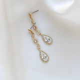 Long Rose gold teardrop Bridal earrings - BIJOU - Treasures by Agnes