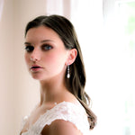 Long Rose gold teardrop Bridal earrings - BIJOU - Treasures by Agnes