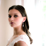 Long Rose gold teardrop Bridal earrings - BIJOU - Treasures by Agnes