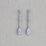Long Rose gold teardrop Bridal earrings - BIJOU - Treasures by Agnes