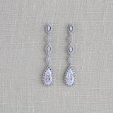 Long Rose gold teardrop Bridal earrings - BIJOU - Treasures by Agnes