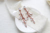 Long rose gold vine earrings with white opal crystals - APRILLE - Treasures by Agnes
