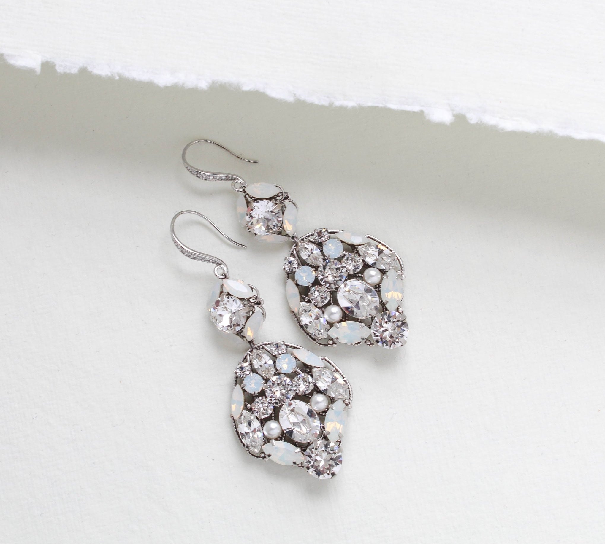 Modern Vintage crystal Bridal Chandelier earrings - MADELINE - Treasures by Agnes
