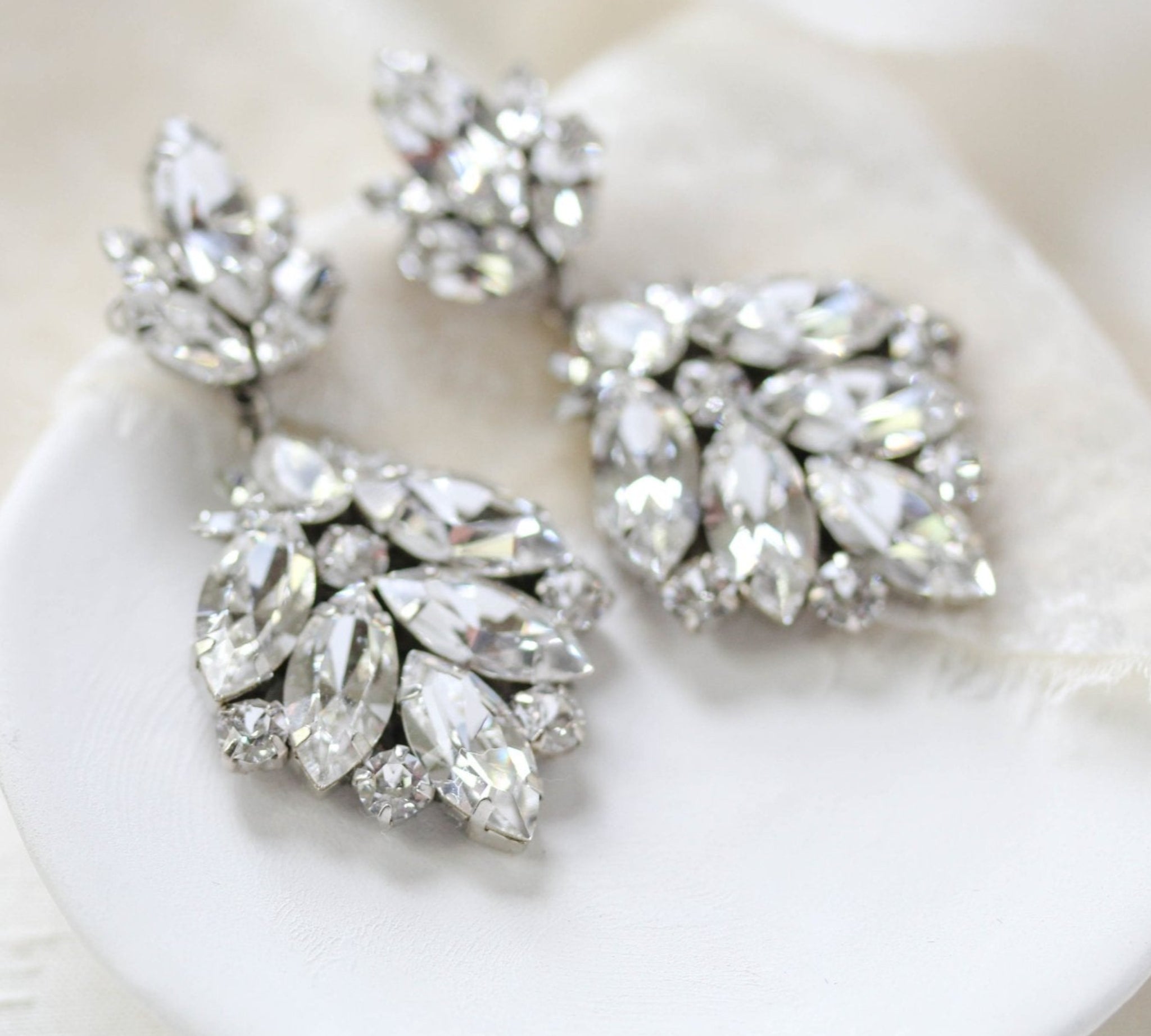 Modern vintage Crystal Bridal chandelier earrings - Tiffany - Treasures by Agnes
