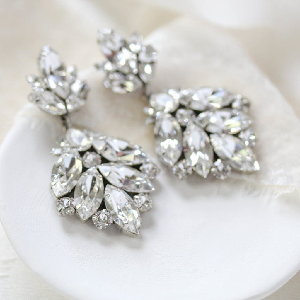 Modern vintage Crystal Bridal chandelier earrings - Tiffany - Treasures by Agnes