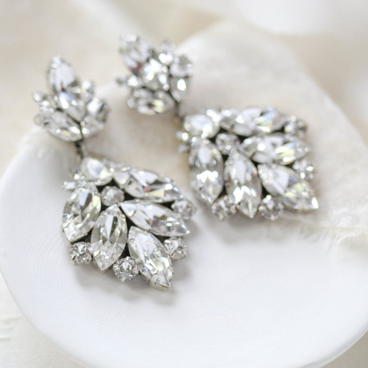 Modern vintage Crystal Bridal chandelier earrings - Tiffany– Treasures ...
