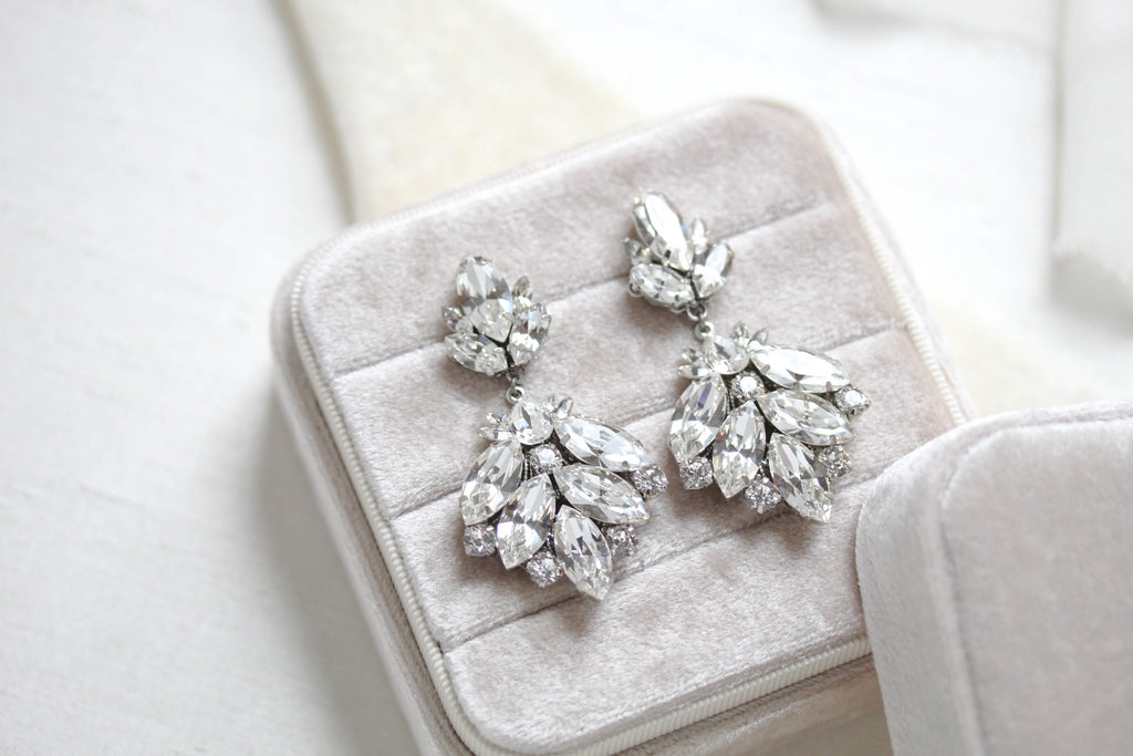 Modern vintage Crystal Bridal chandelier earrings - Tiffany - Treasures by Agnes