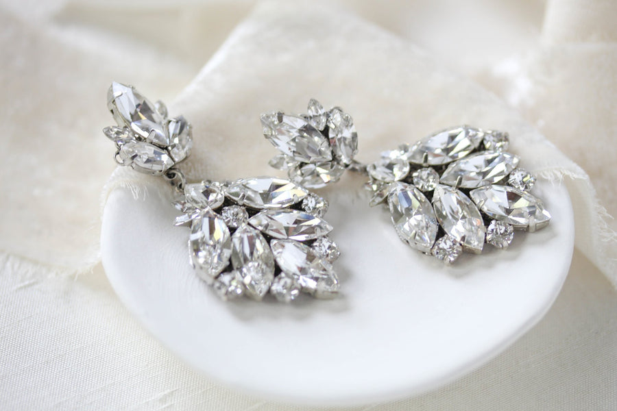 Modern vintage Crystal Bridal chandelier earrings - Tiffany - Treasures by Agnes