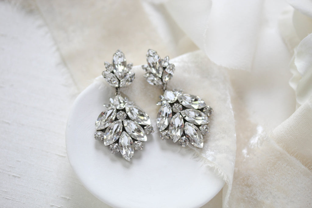 Modern vintage Crystal Bridal chandelier earrings - Tiffany - Treasures by Agnes