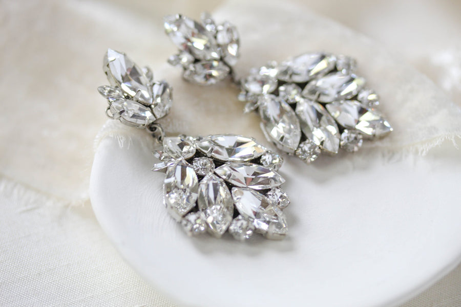Modern vintage Crystal Bridal chandelier earrings - Tiffany - Treasures by Agnes