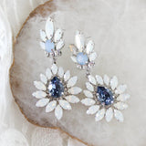 Navy Blue and White opal Crystal Bridal earrings - ADALINE - Treasures by Agnes