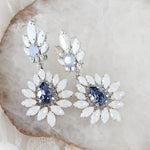 Navy Blue and White opal Crystal Bridal earrings - ADALINE - Treasures by Agnes