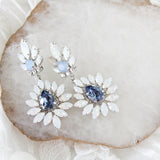 Navy Blue and White opal Crystal Bridal earrings - ADALINE - Treasures by Agnes