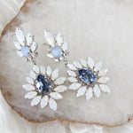 Navy Blue and White opal Crystal Bridal earrings - ADALINE - Treasures by Agnes