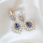 Navy Blue and White opal Crystal Bridal statement earrings - ADALINE - Treasures by Agnes
