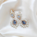 Navy Blue and White opal Crystal Bridal statement earrings - ADALINE - Treasures by Agnes