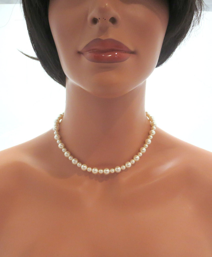 Pearl and crystal bridal backdrop necklace - ASHLYN - Treasures by Agnes